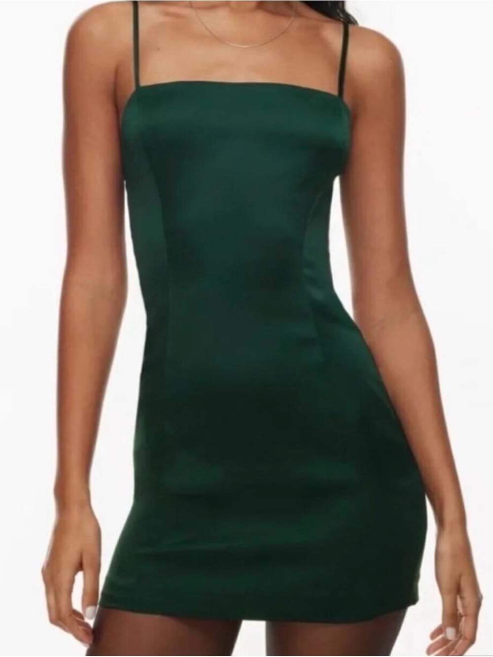 Gorgeous Deep Green Satin Mini Dress - Size 2